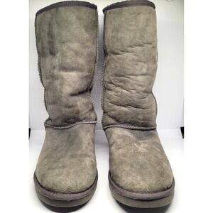 UGG Australia Boots Womens Size 7w Taupe Suede Sheepskin Classic Worn